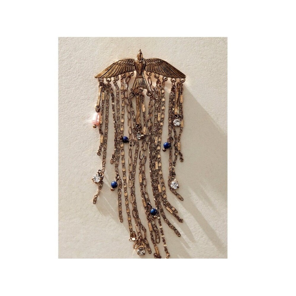 NWT Free People Cresta Dangle Brooch in Gold